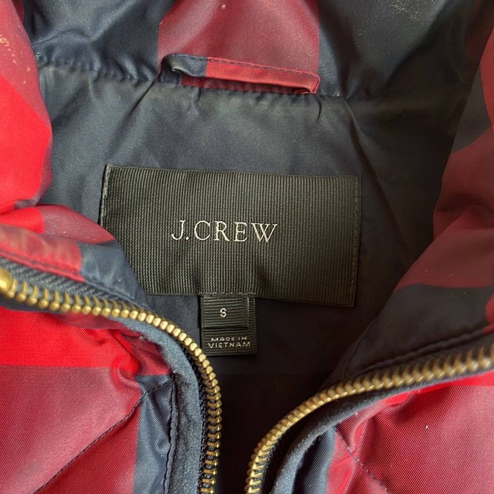 J‎ Crew Excursion Quilted Down Vest Red Buffalo Check Womens S Puffer
